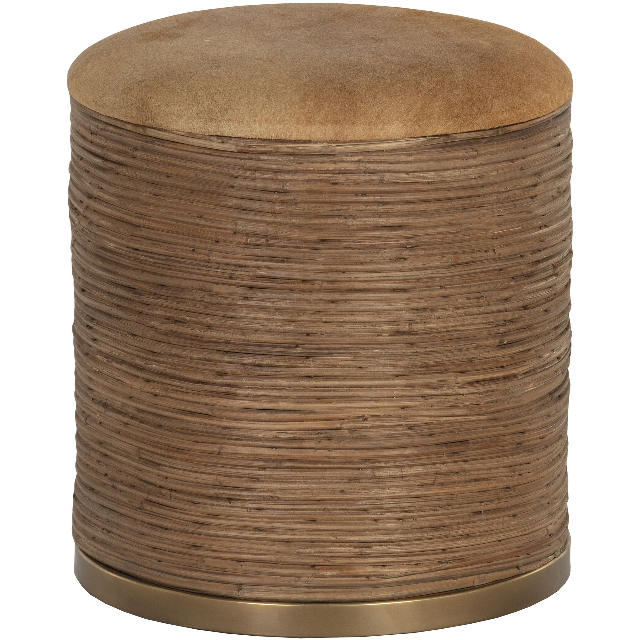 Femi 18.5 inch Cognac / Brass Storage Ottoman